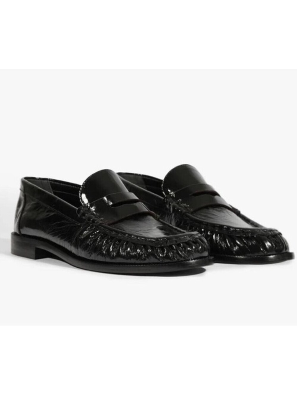 SCHUTZ BLACK TYCHE LEATHER LUG SOLE MODERN LOAFERS SIZE 7.5 RUNS LARGE